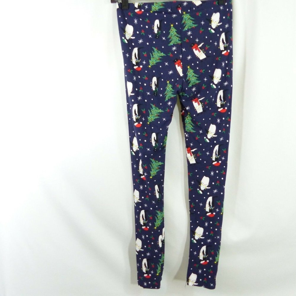 Just One Girls Holiday Christmas Tree Leggings Penguins L (14/16)